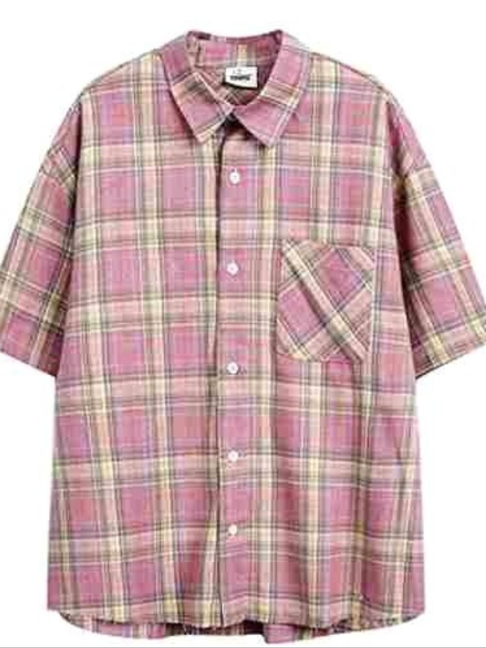 Oversized Pink Plaid Shirt
